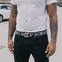 HEED NYC Classic Black & White Genuine Leather "HD" Embossed Belt